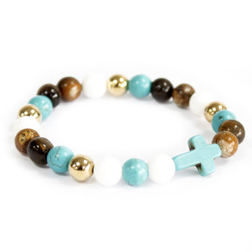 3x Turquoise Cross / Royal Beads - Gemstone Bracelet - Hira Online